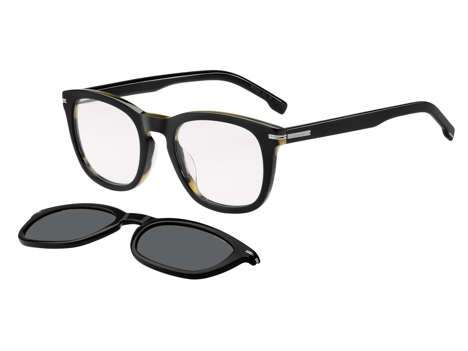 Occhiali da vista Hugo Boss 1725/G 207550 QF6 colore black striped white forma rettangolare lenti grey polarized