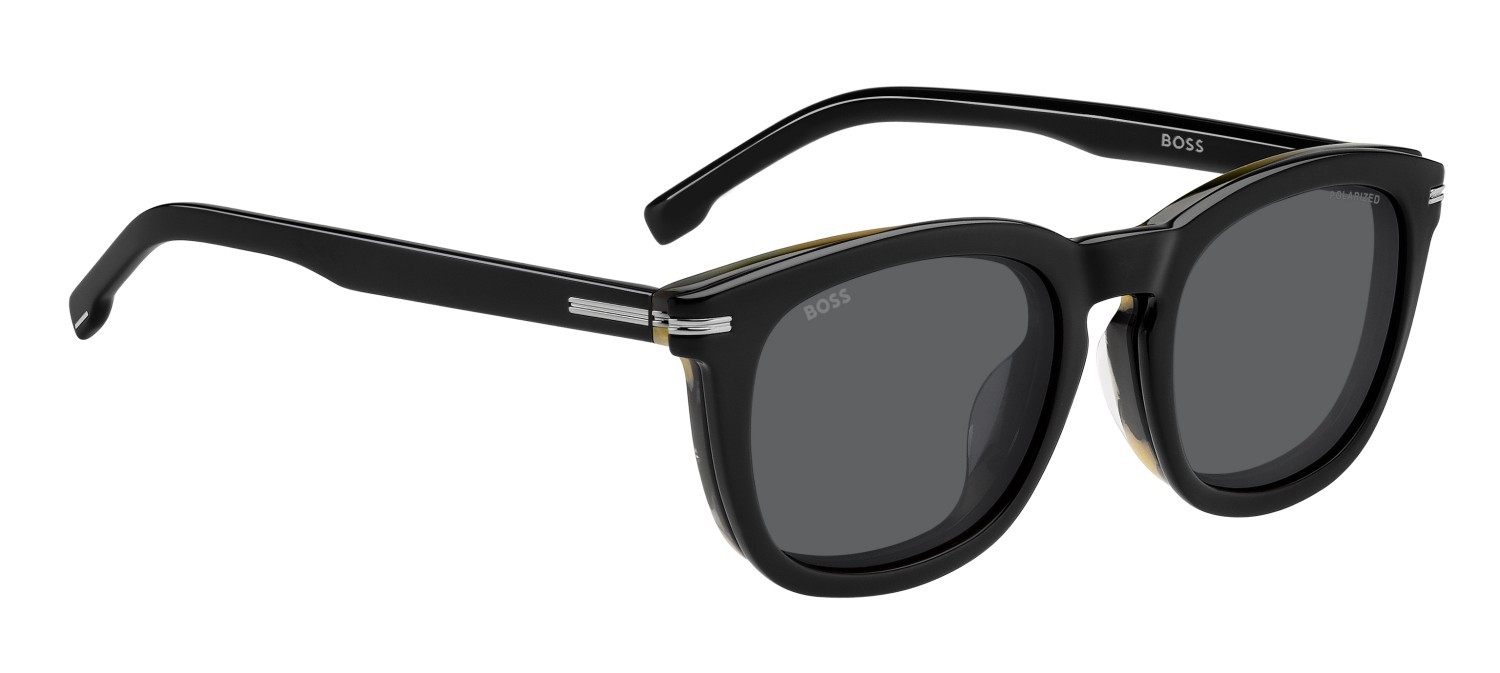 Occhiali da vista Hugo Boss 1725/G 207550 QF6 colore black striped white forma rettangolare lenti grey polarized