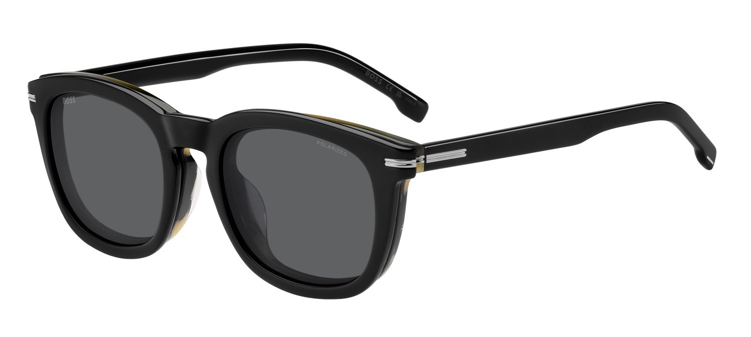 Occhiali da vista Hugo Boss 1725/G 207550 QF6 colore black striped white forma rettangolare lenti grey polarized