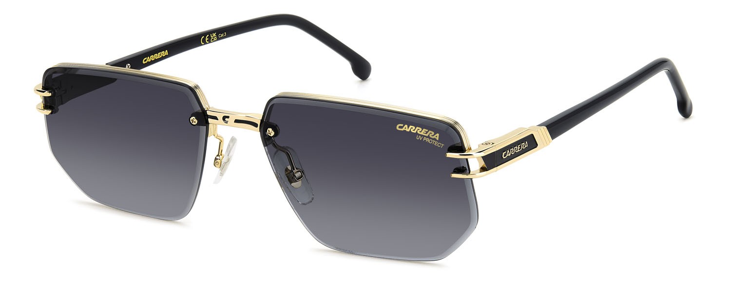 Sunglasses Carrera 1070/S 207555 (RHL 9O) color gold black_ shape rectangle lenses dark grey shaded