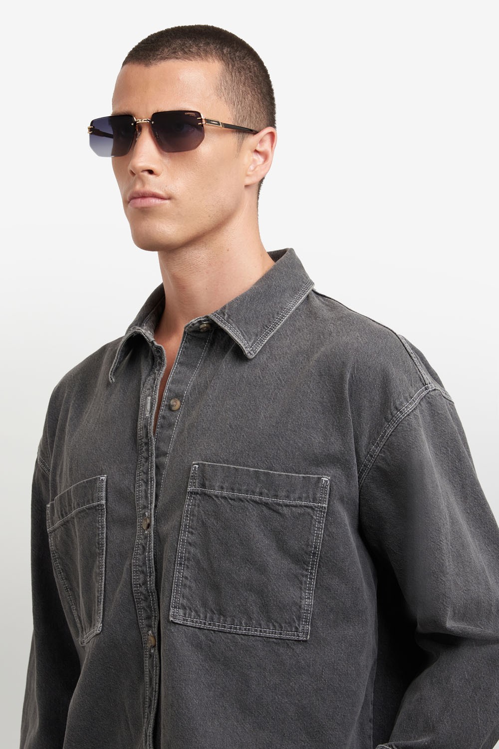 Sunglasses Carrera 1070/S 207555 (RHL 9O) color gold black_ shape rectangle lenses dark grey shaded