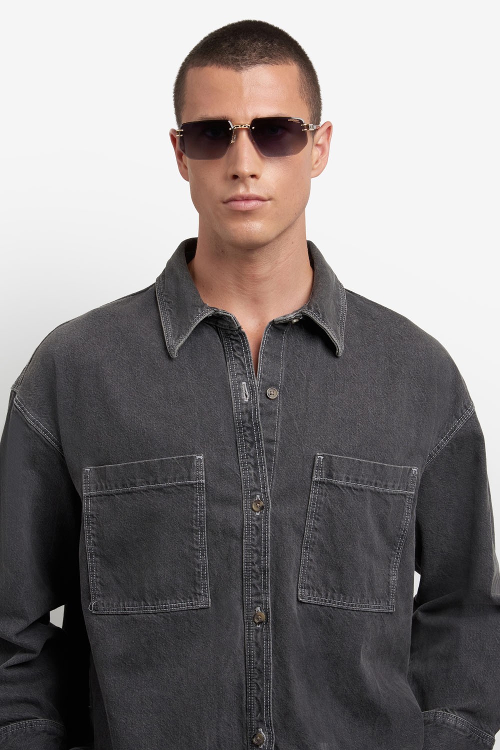 Sunglasses Carrera 1070/S 207555 (RHL 9O) color gold black_ shape rectangle lenses dark grey shaded