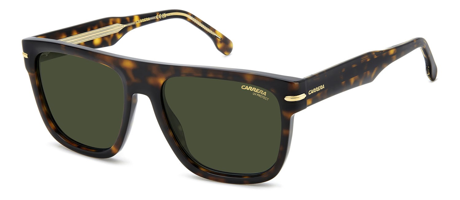 Occhiali da sole Carrera 340/S 207558 (QUM QT) colore dark havana gold forma rettangolare lenti green
