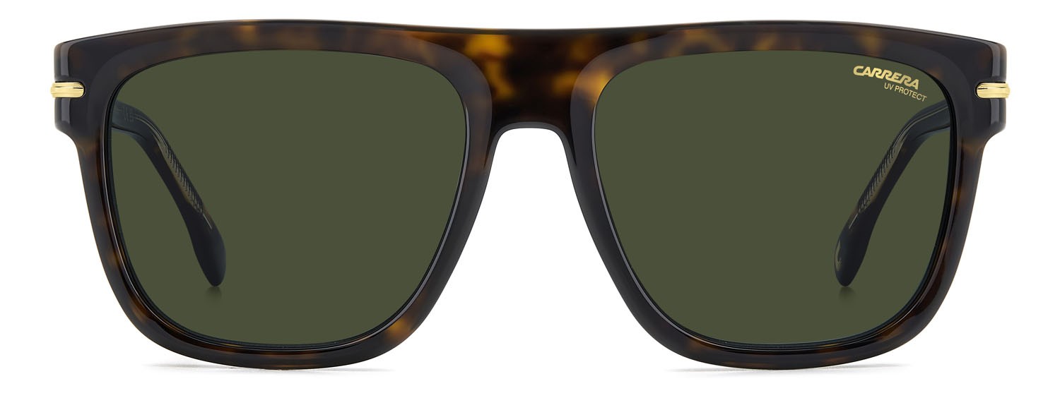 Occhiali da sole Carrera 340/S 207558 (QUM QT) colore dark havana gold forma rettangolare lenti green