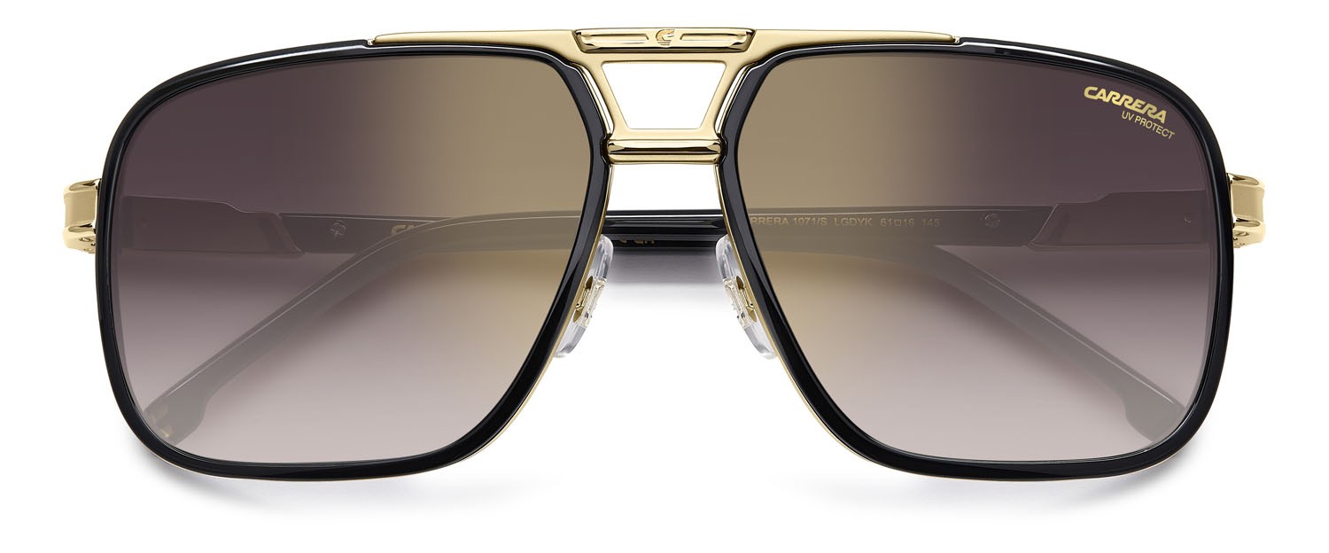Sonnenbrillen Carrera 1071/S 207560 (LGD YK) farbe burgundy black form rechteckig gläser gold mirror on burgundy shaded