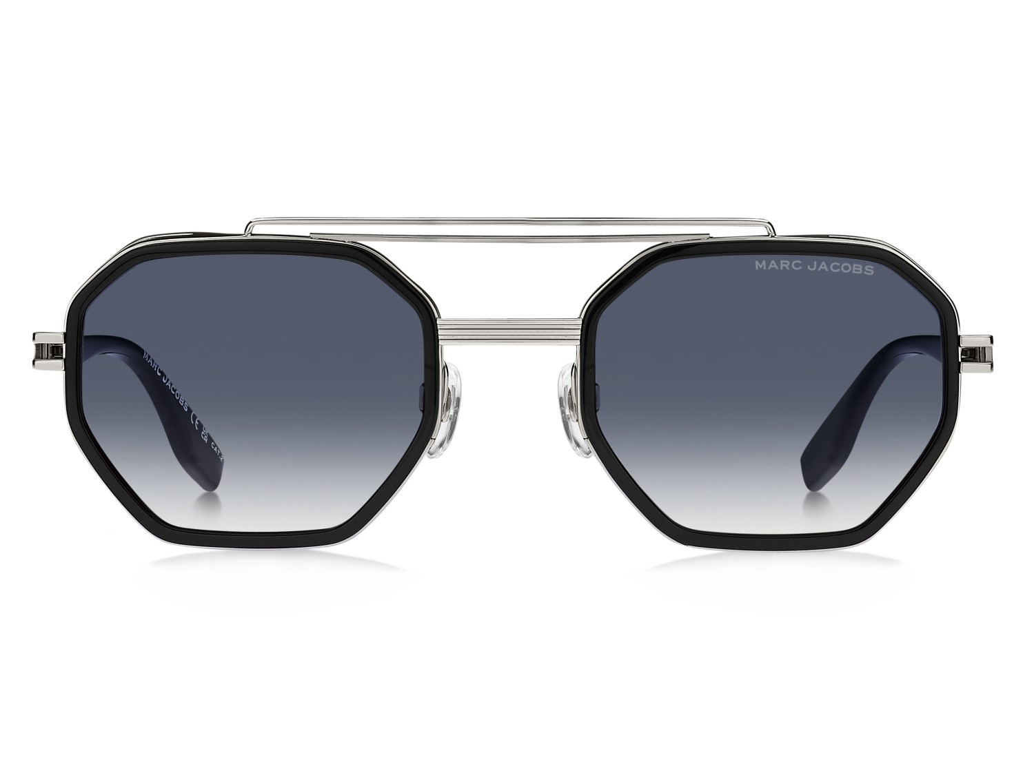 Occhiali da sole Marc Jacobs 782/S 207563 84J 08 colore palladium black forma rettangolare lenti dk blue shaded