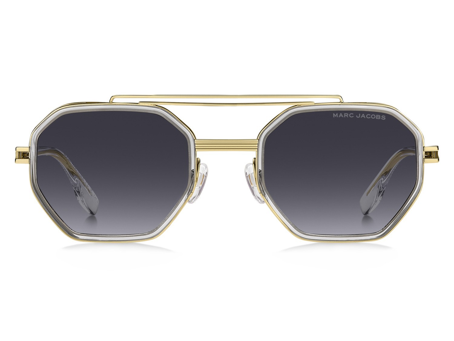 Occhiali da sole Marc Jacobs 782/S 207563 LOJ 9O colore gold crystal forma rettangolare lenti dark grey shaded