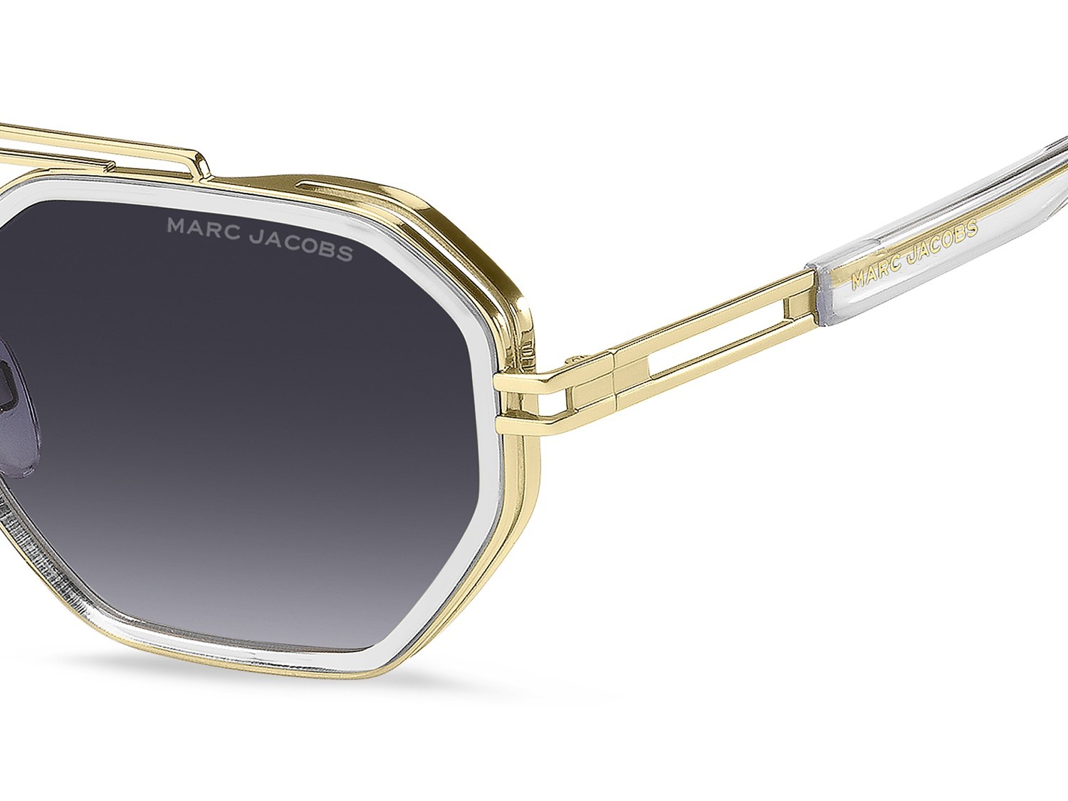 Occhiali da sole Marc Jacobs 782/S 207563 LOJ 9O colore gold crystal forma rettangolare lenti dark grey shaded