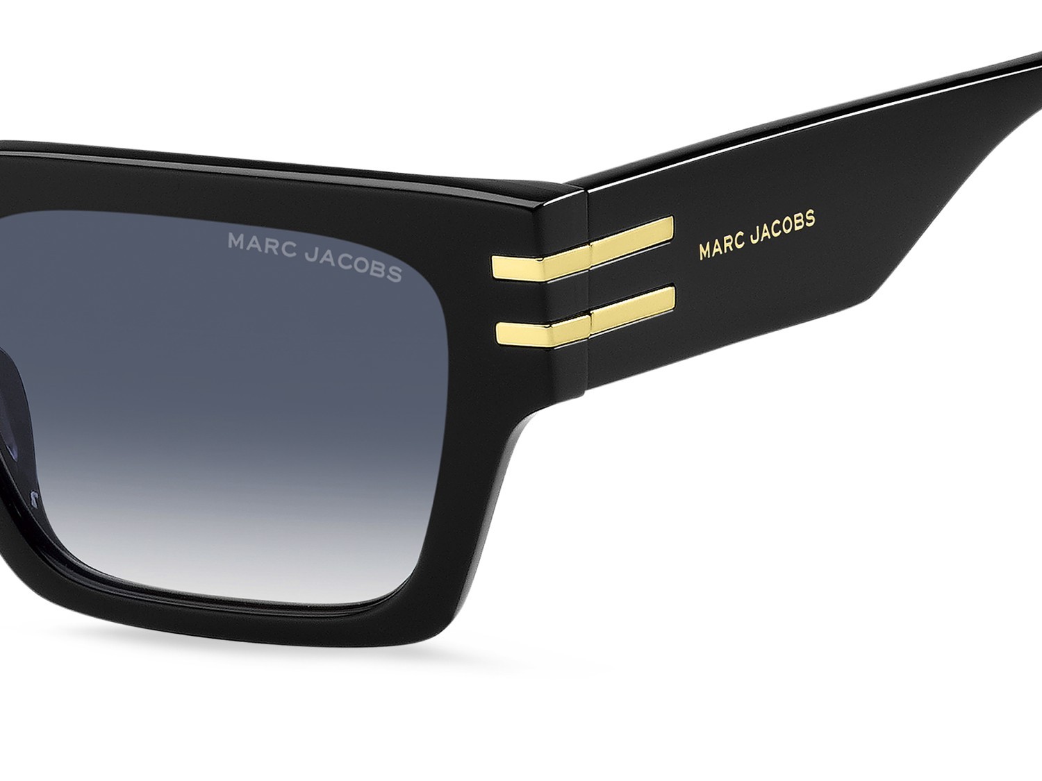 Occhiali da sole Marc Jacobs 787/S 207564 2M2 08 colore black gold forma rettangolare lenti dk blue shaded