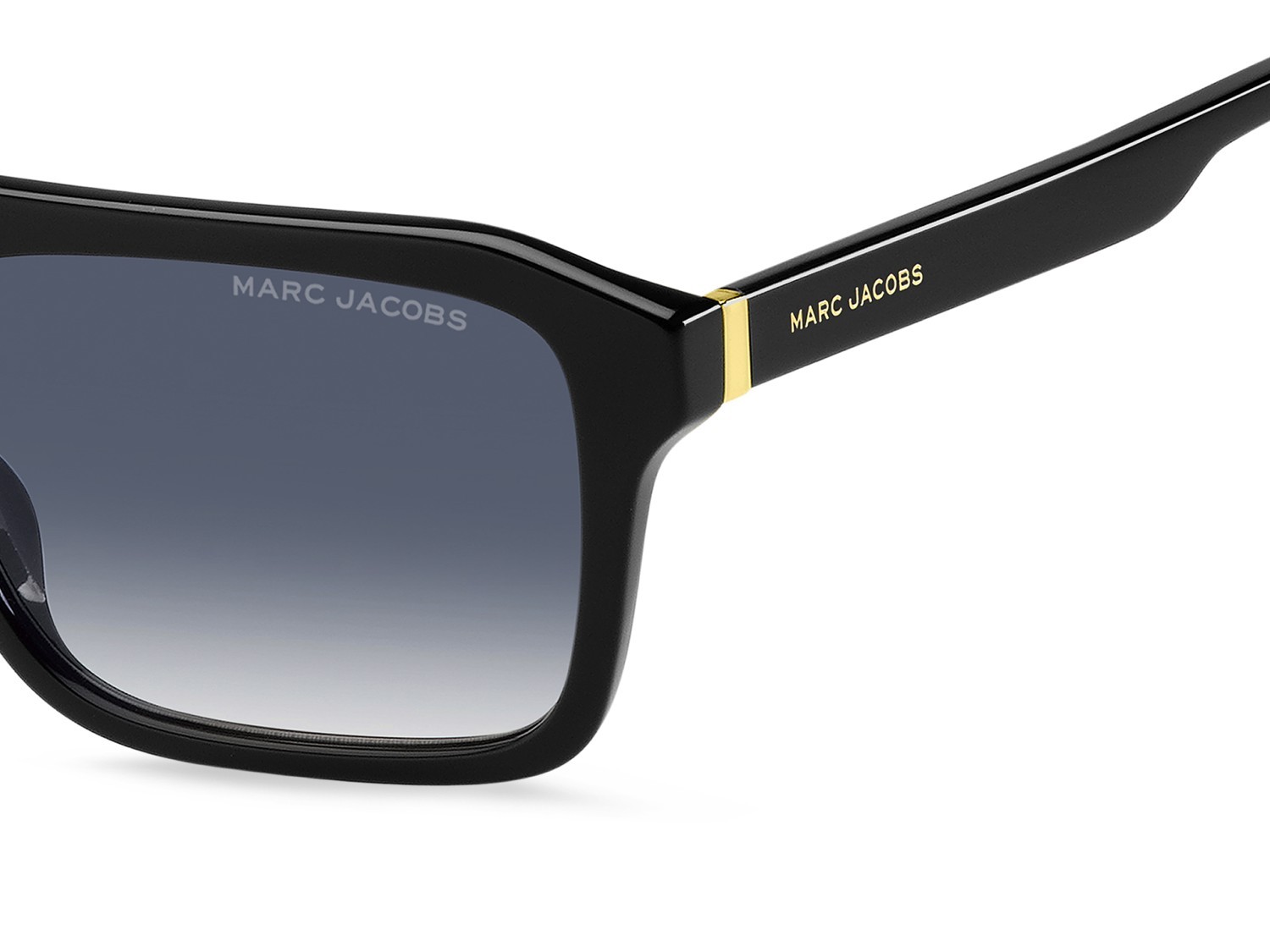 Occhiali da sole Marc Jacobs 789/S 207565 2M2 08 colore black gold forma rettangolare lenti dk blue shaded