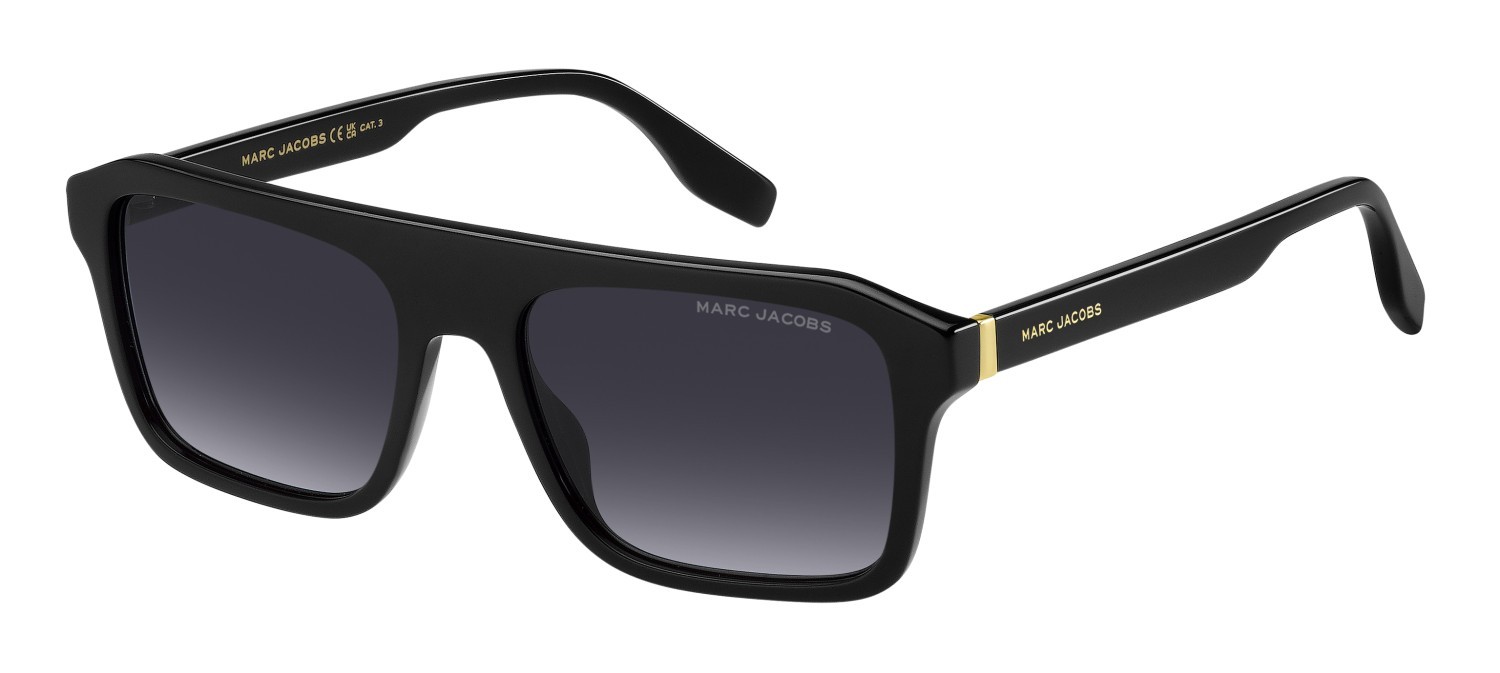 Occhiali da sole Marc Jacobs 789/S 207565 807 9O colore black forma rettangolare lenti dark grey shaded