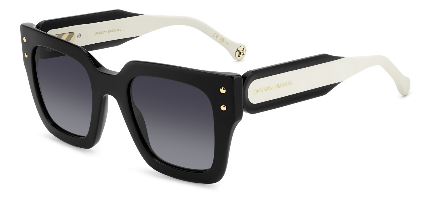 Occhiali da sole Carolina Herrera Her 0255/S 207591 807 9O colore black forma quadrato lenti dark grey shaded