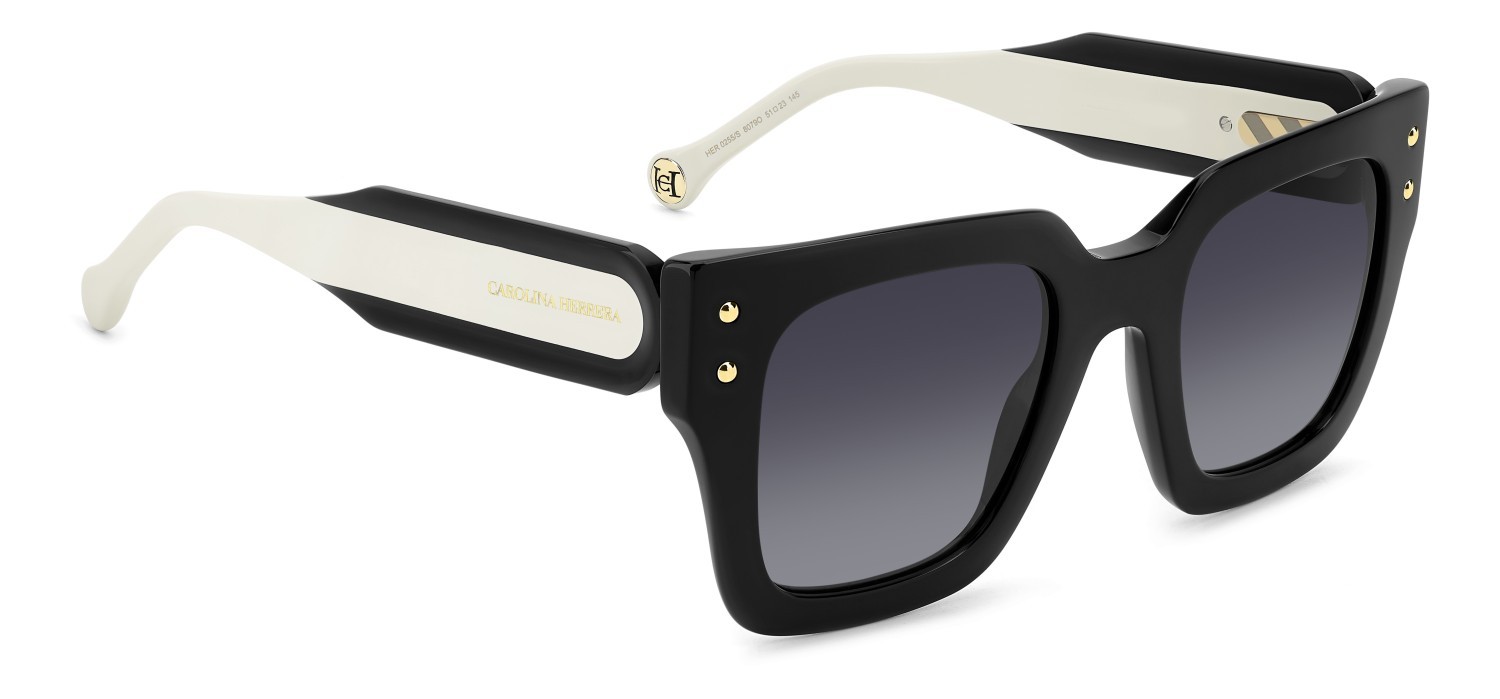 Occhiali da sole Carolina Herrera Her 0255/S 207591 807 9O colore black forma quadrato lenti dark grey shaded