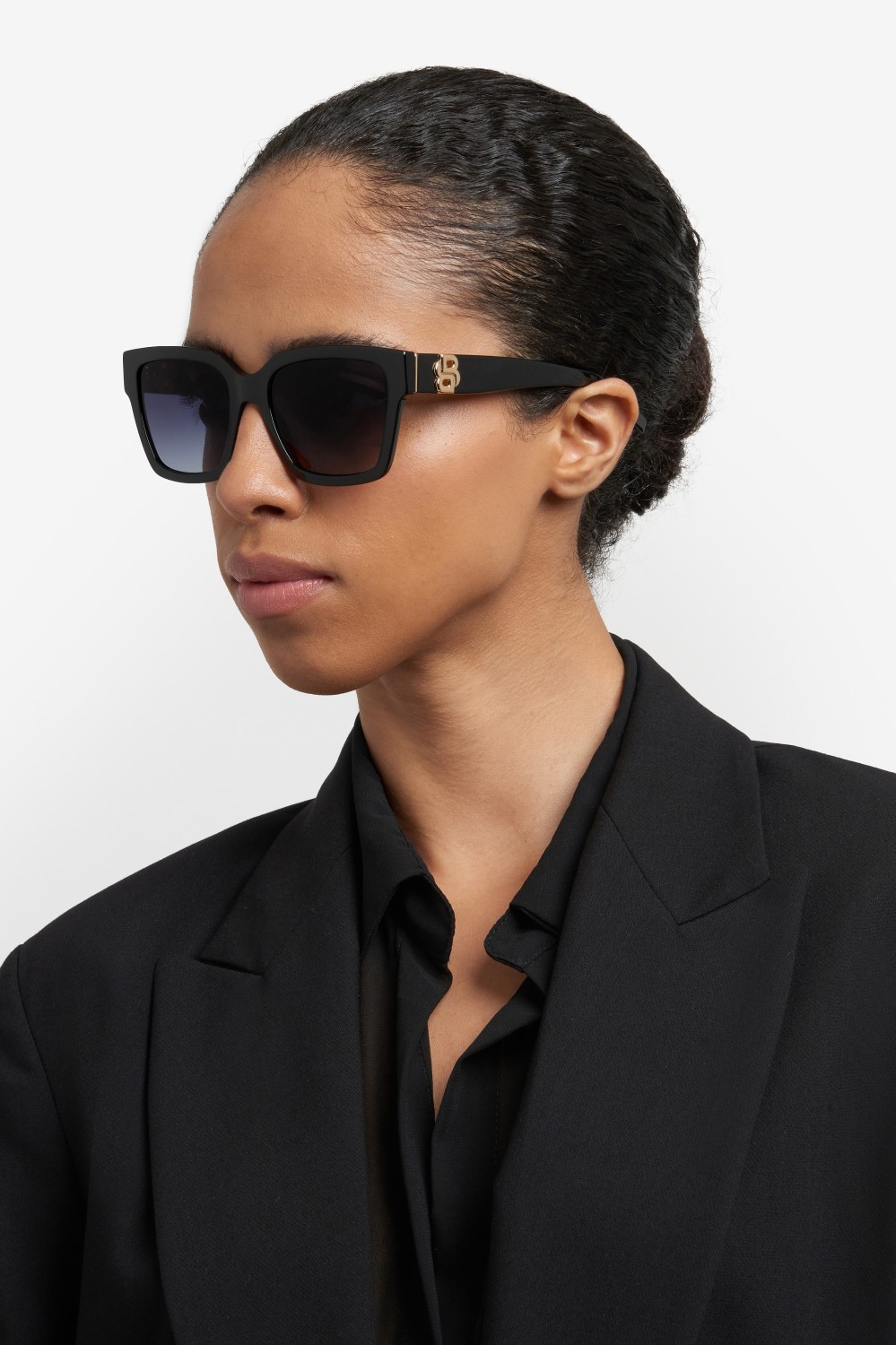 Occhiali da sole Hugo Boss 1744/S 207594 807 9O colore black forma rettangolare lenti dark grey shaded