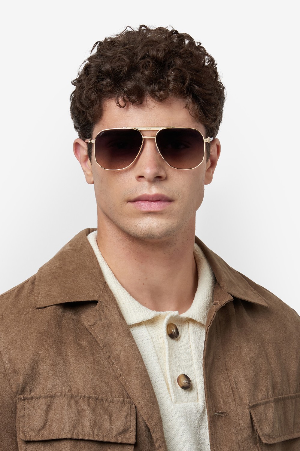 Occhiali da sole Hugo Boss 1743/S 207595 06J C9 colore gold havana forma quadrato lenti grey shaded brown antireflex