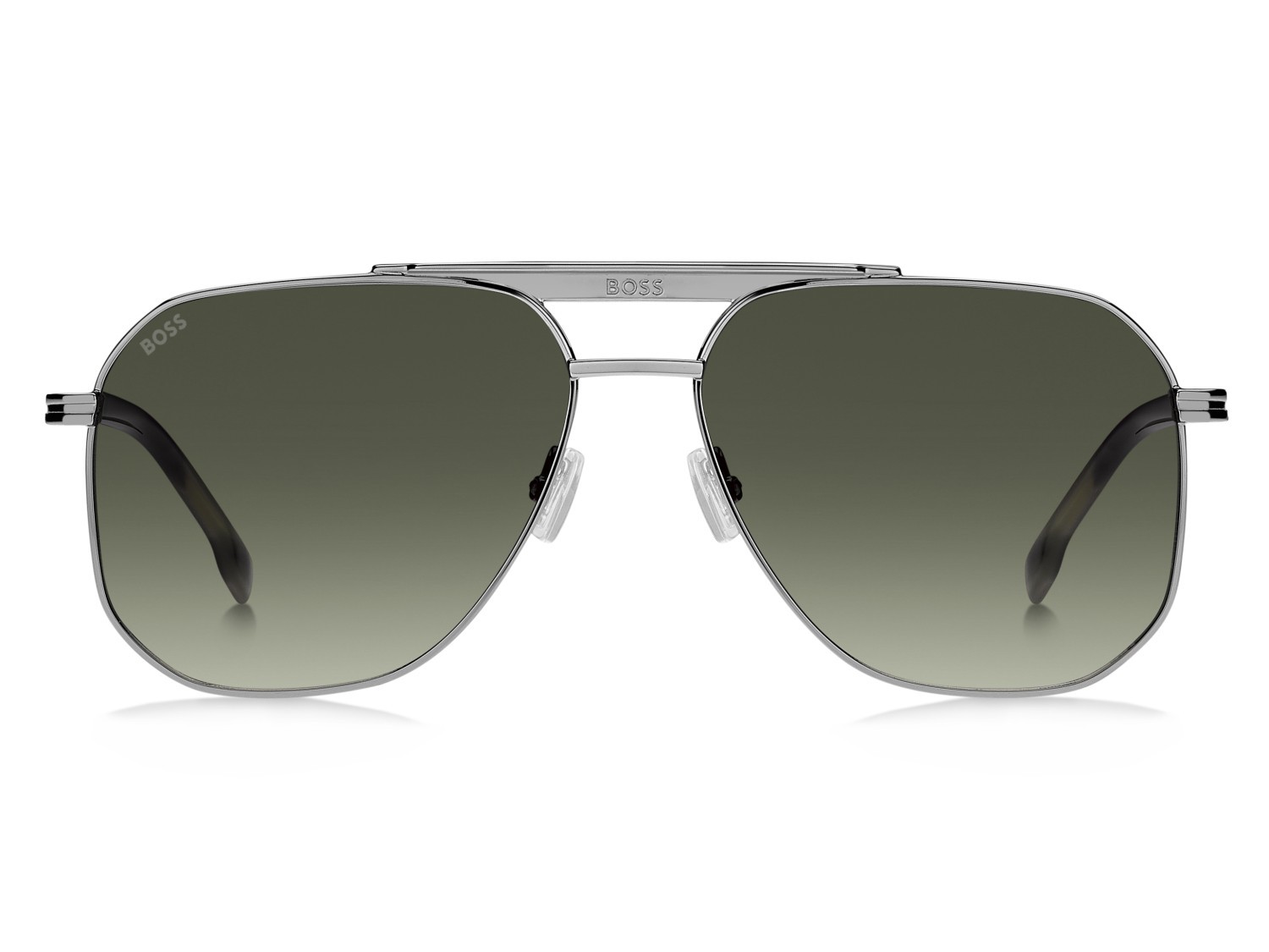 Occhiali da sole Hugo Boss 1743/S 207595 XYG 8Z colore ruthenium green horn forma quadrato lenti green shaded antireflex