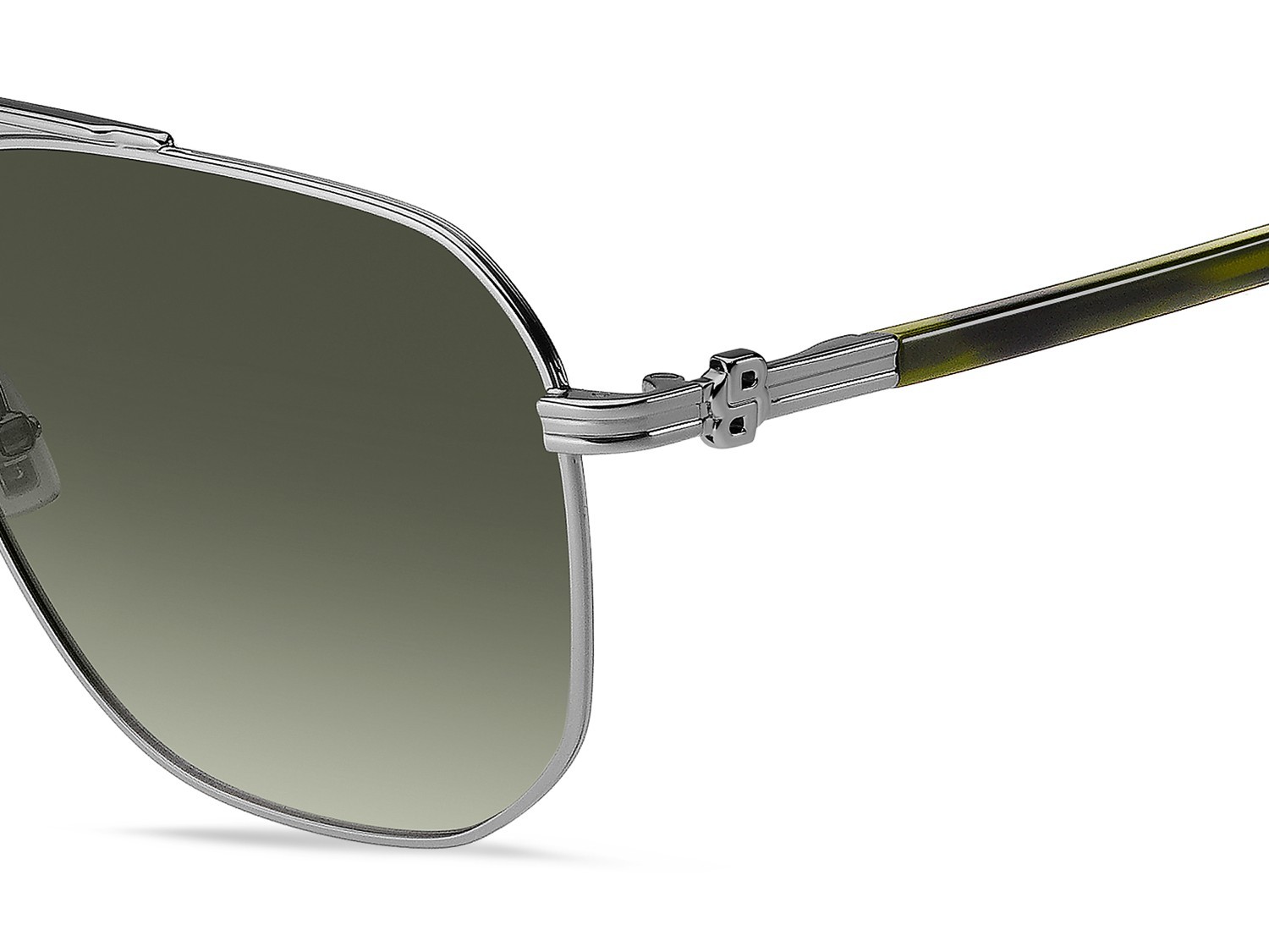 Occhiali da sole Hugo Boss 1743/S 207595 XYG 8Z colore ruthenium green horn forma quadrato lenti green shaded antireflex