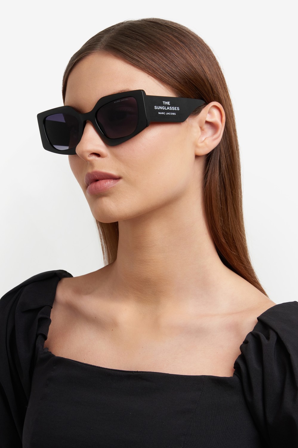 Occhiali da sole Marc Jacobs 774/S 207596 807 9O colore black forma rettangolare lenti dark grey shaded