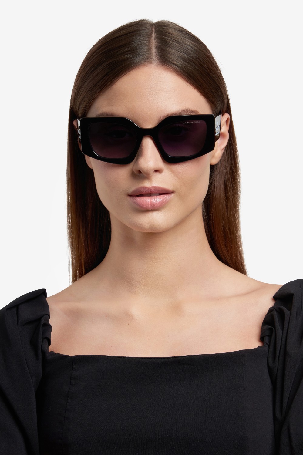 Occhiali da sole Marc Jacobs 774/S 207596 807 9O colore black forma rettangolare lenti dark grey shaded