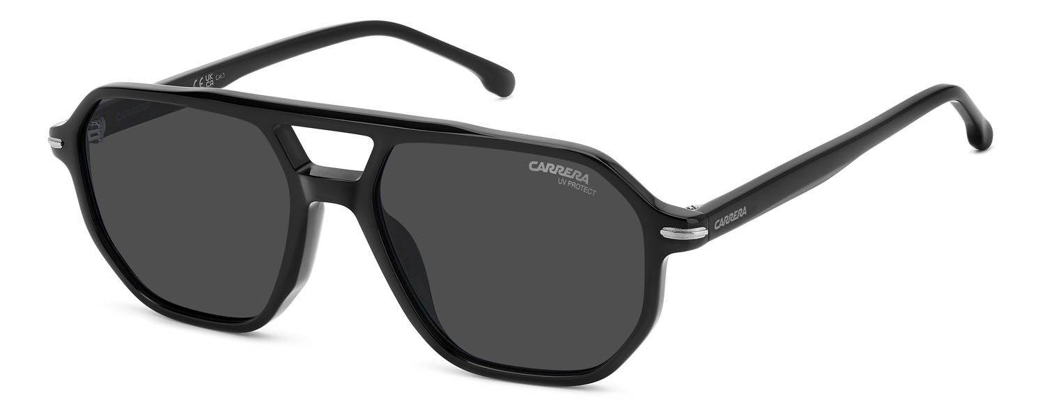 Occhiali da sole Carrera 341/S 207600 (284 IR) colore black ruthenium forma rettangolare lenti grey
