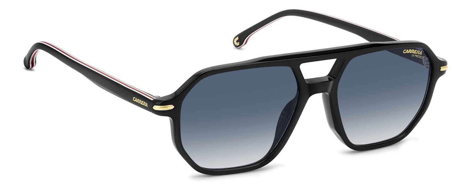 Sonnenbrillen Carrera 341/S 207600 (2M2 08) farbe black gold form rechteckig gläser dk blue shaded