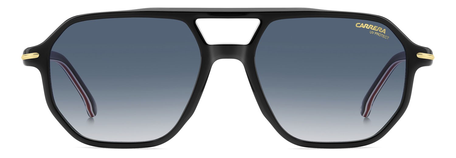 Sonnenbrillen Carrera 341/S 207600 (2M2 08) farbe black gold form rechteckig gläser dk blue shaded