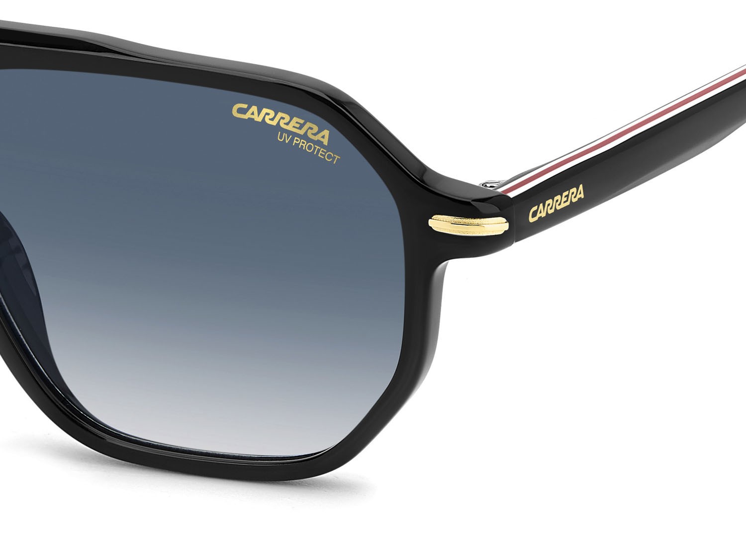 Sonnenbrillen Carrera 341/S 207600 (2M2 08) farbe black gold form rechteckig gläser dk blue shaded