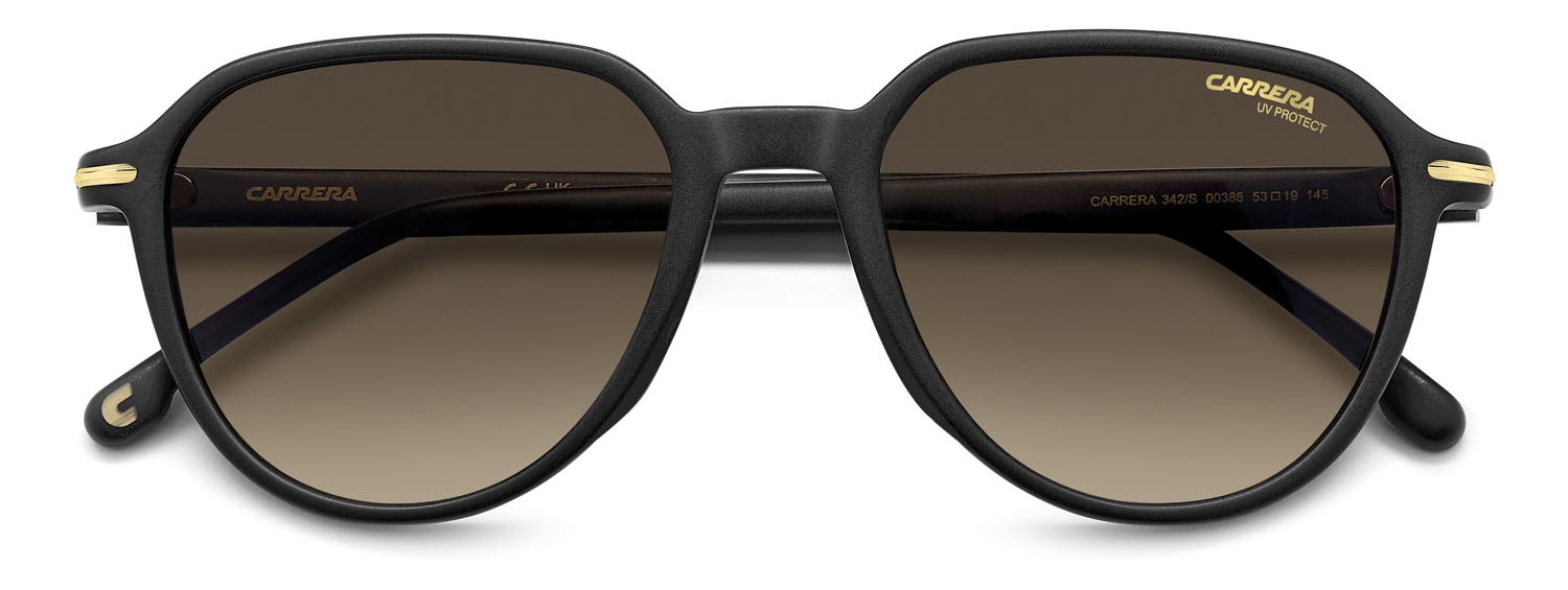 Occhiali da sole Carrera 342/S 207601 (003 86) colore matte black forma pantos lenti black brown green antireflex