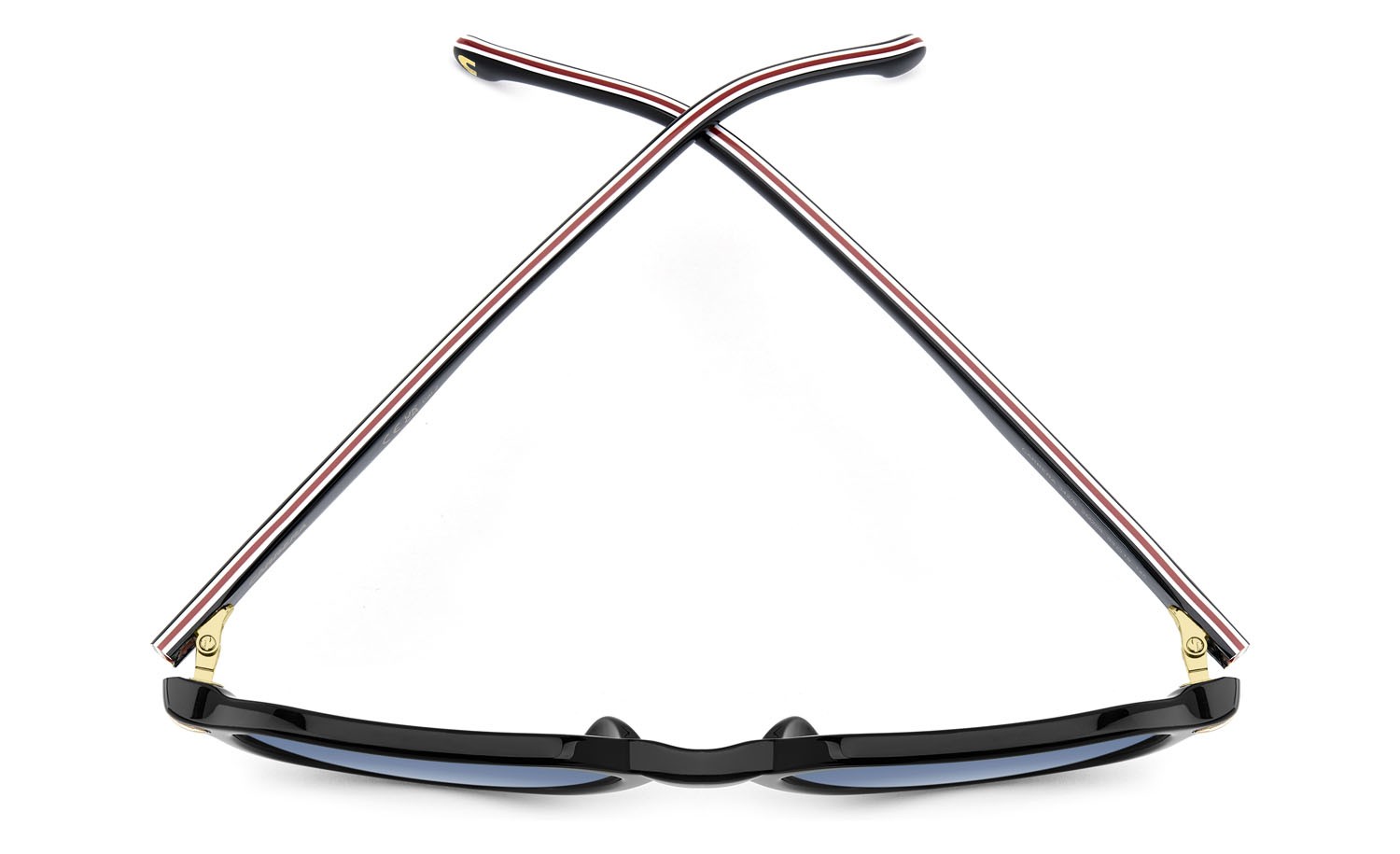 Sunglasses Carrera 342/S 207601 (2M2 08) color black gold shape pantos lenses dk blue shaded