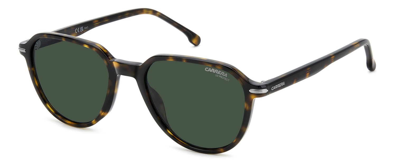 Sunglasses Carrera 342/S 207601 (FTT QT) color brown havana dark ruthenium shape pantos lenses green