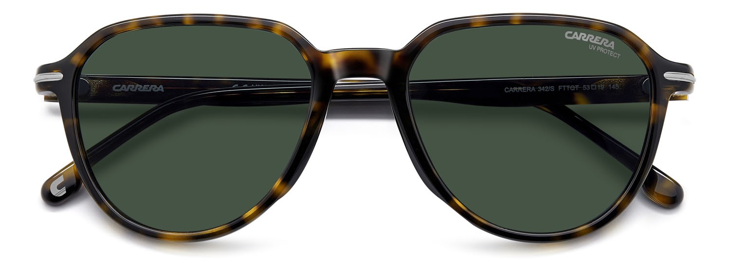 Sunglasses Carrera 342/S 207601 (FTT QT) color brown havana dark ruthenium shape pantos lenses green