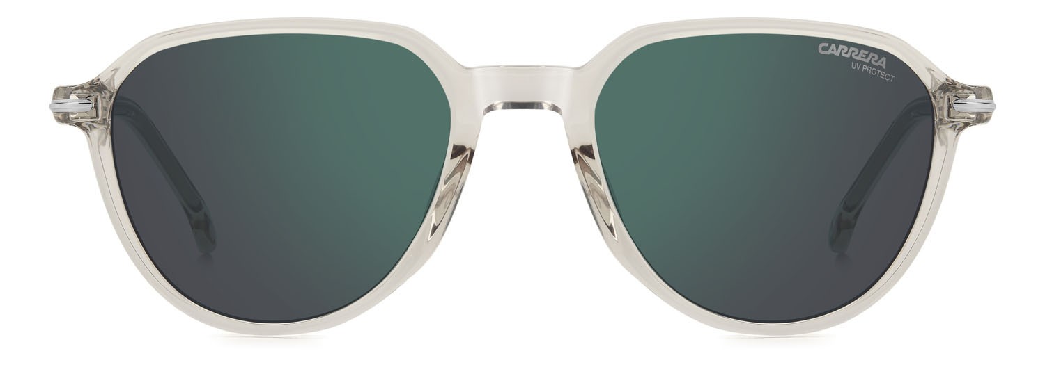 Occhiali da sole Carrera 342/S 207601 (R1T MT) colore beige ruthenium forma pantos lenti green mirror
