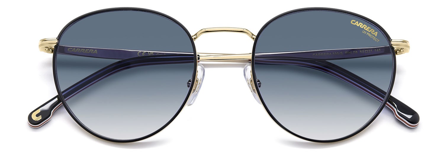 Sonnenbrillen Carrera 339/S 207603 (RHL 08) farbe gold black_ form pantos gläser dk blue shaded