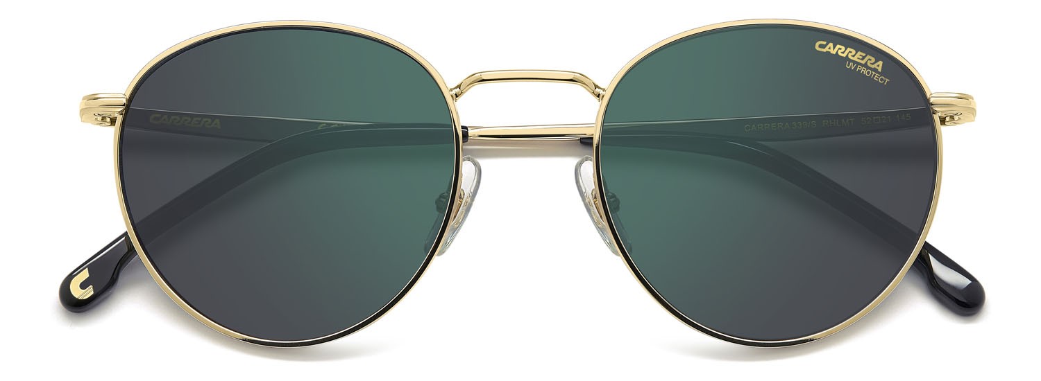 Occhiali da sole Carrera 339/S 207603 (RHL MT) colore gold black_ forma pantos lenti green mirror