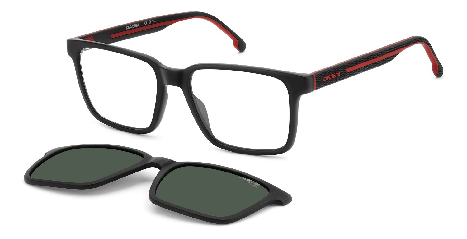 Brillen Carrera Ca 8069/CS 207604 BLX farbe matte black red form rechteckig gläser green polarized