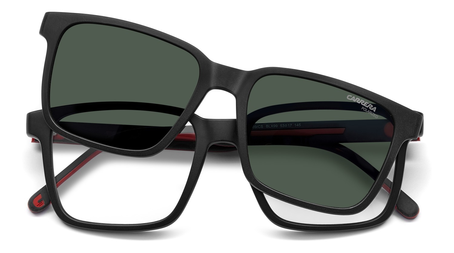 Brillen Carrera Ca 8069/CS 207604 BLX farbe matte black red form rechteckig gläser green polarized
