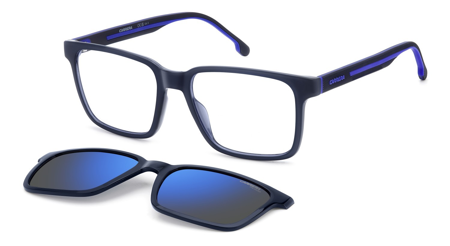 Brillen Carrera Ca 8069/CS 207604 FLL farbe matte blue form rechteckig gläser blue mirror polarized