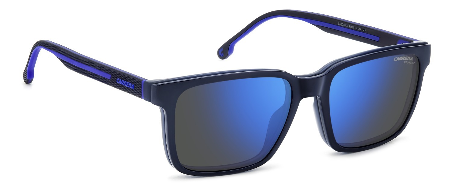 Brillen Carrera Ca 8069/CS 207604 FLL farbe matte blue form rechteckig gläser blue mirror polarized