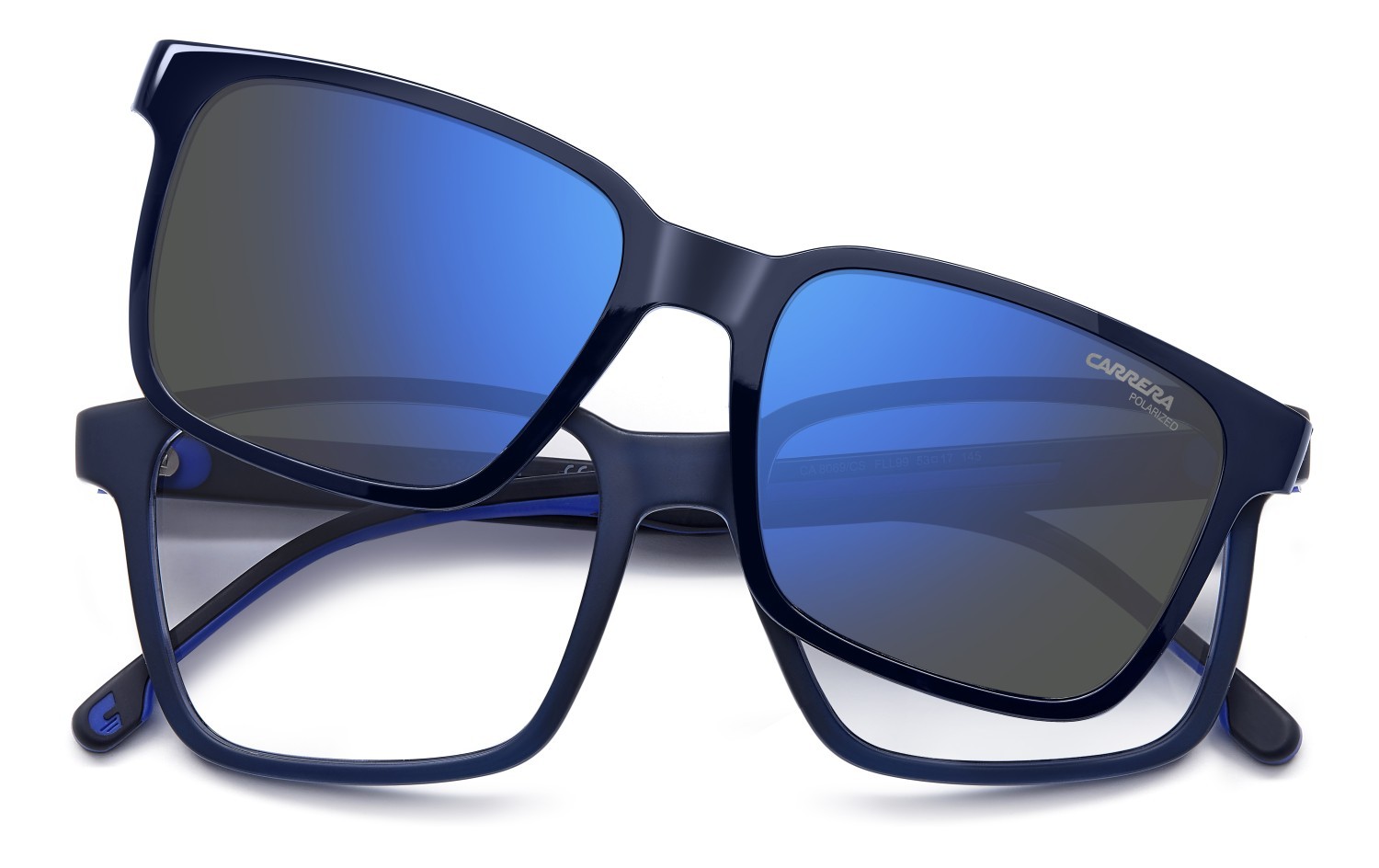Brillen Carrera Ca 8069/CS 207604 FLL farbe matte blue form rechteckig gläser blue mirror polarized