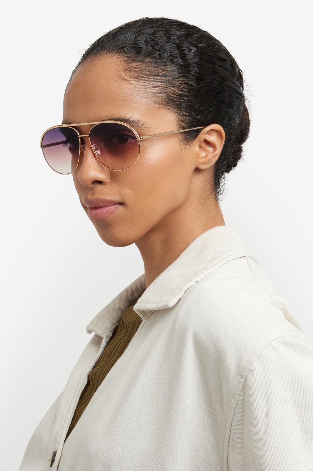 Sunglasses Isabel Marant Im 0200/S 207605 000 FF color rose gold shape navigator lenses grey fuchsia