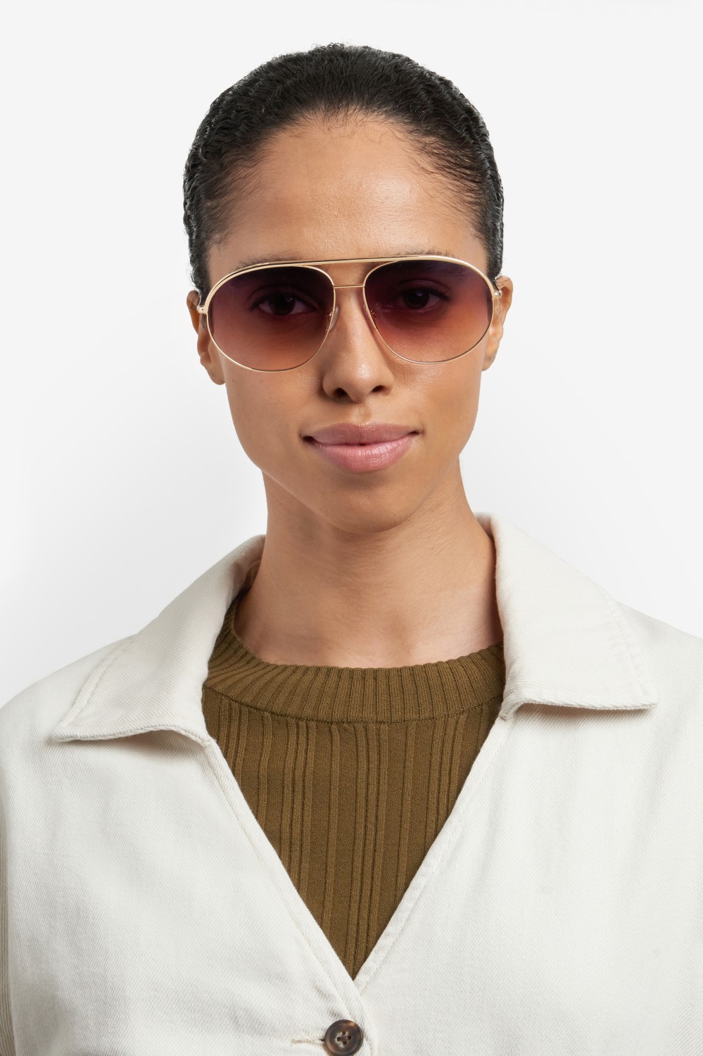 Sunglasses Isabel Marant Im 0200/S 207605 000 FF color rose gold shape navigator lenses grey fuchsia