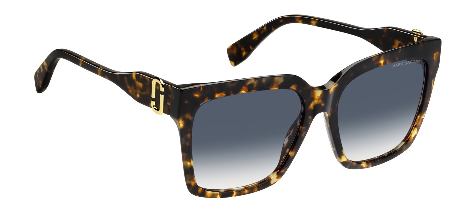 Occhiali da sole Marc Jacobs 764/S 207610 086 08 colore havana forma quadrato lenti dk blue shaded