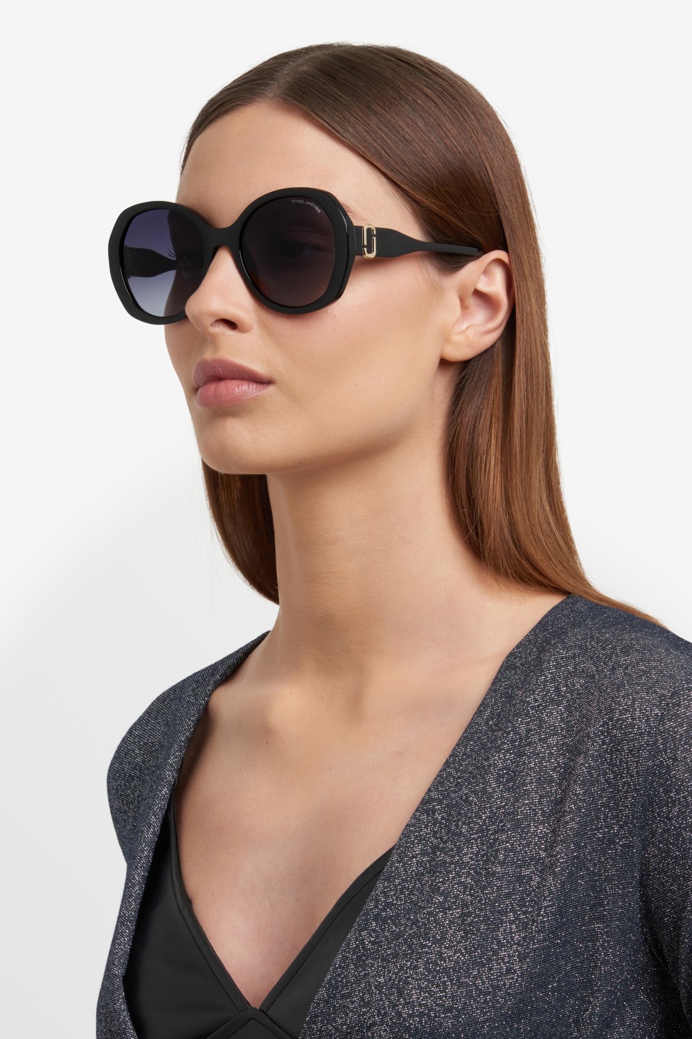 Occhiali da sole Marc Jacobs 763/S 207613 807 9O colore black forma ovale lenti dark grey shaded