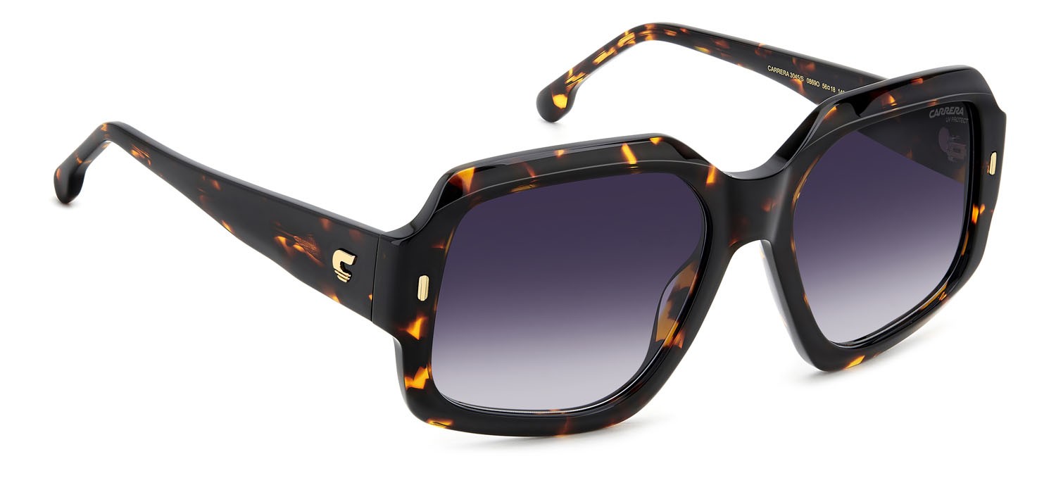 Sonnenbrillen Carrera 3045/S 207622 (086 9O) farbe havana form quadratisch gläser dark grey shaded