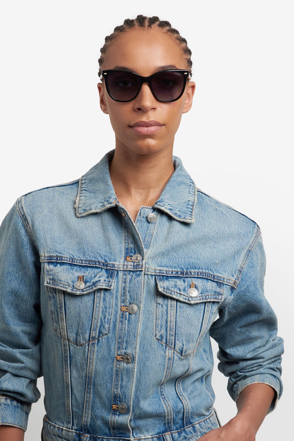 Sonnenbrillen Carrera 3043/S 207625 (80S 9O) farbe black white form rechteckig gläser dark grey shaded