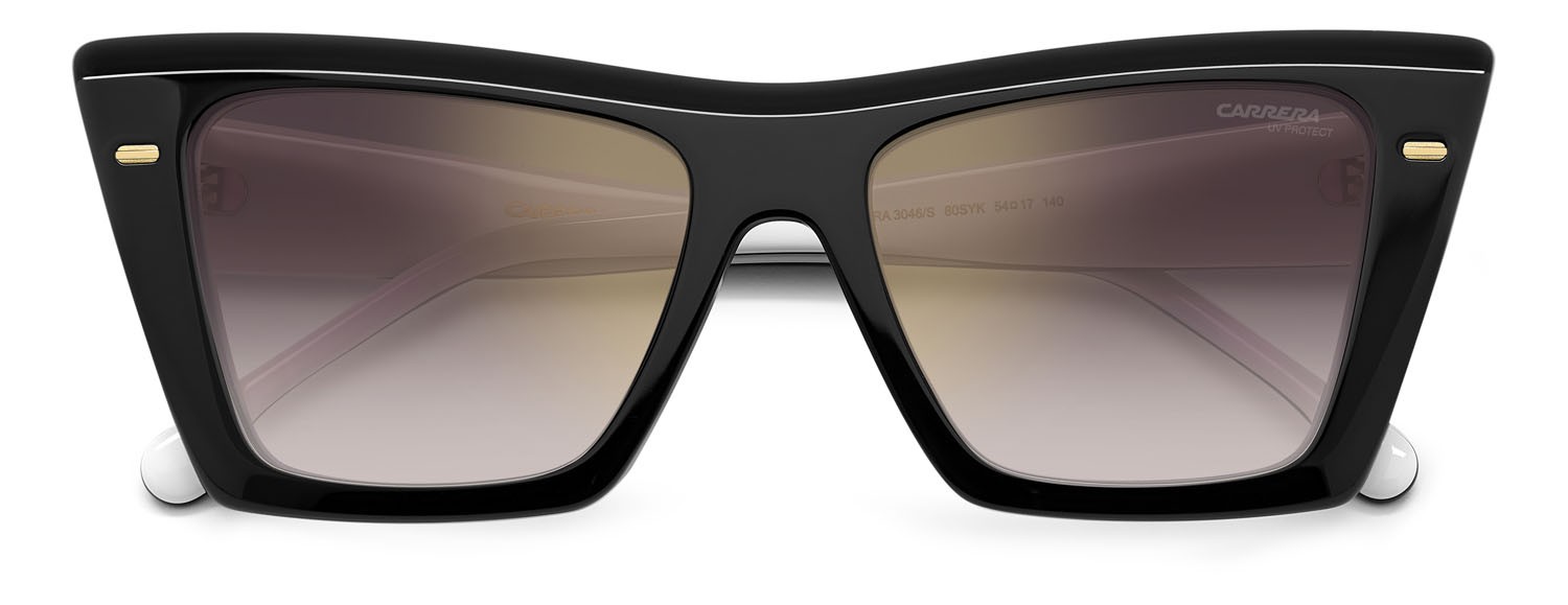Occhiali da sole Carrera 3046/S 207626 (80S YK) colore black white forma rettangolare lenti gold mirror on burgundy shaded