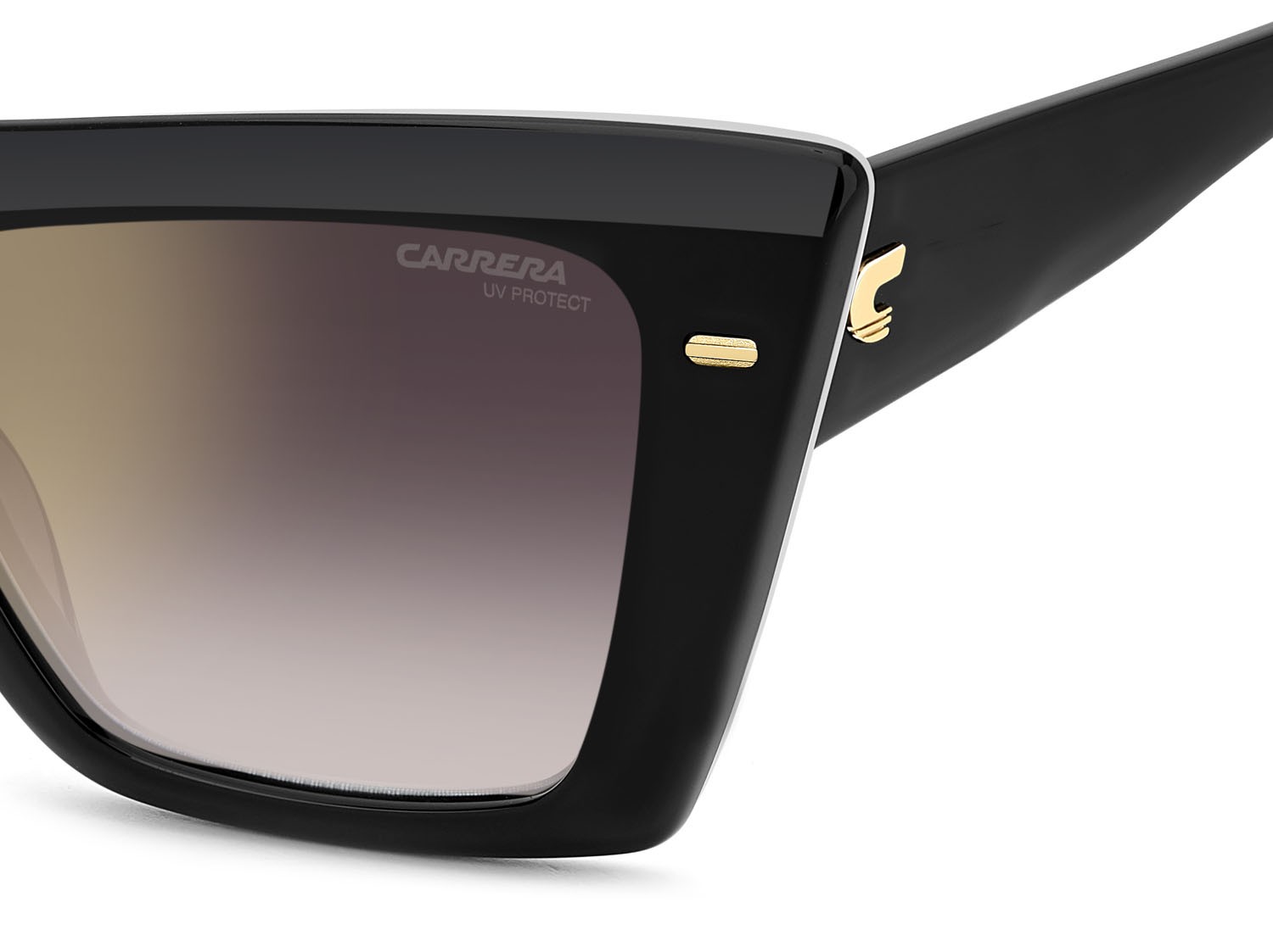 Occhiali da sole Carrera 3046/S 207626 (80S YK) colore black white forma rettangolare lenti gold mirror on burgundy shaded