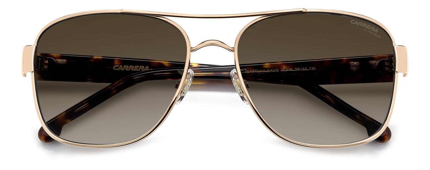 Sonnenbrillen Carrera 3042/S 207627 (06J HA) farbe gold havana form rechteckig gläser brown shaded