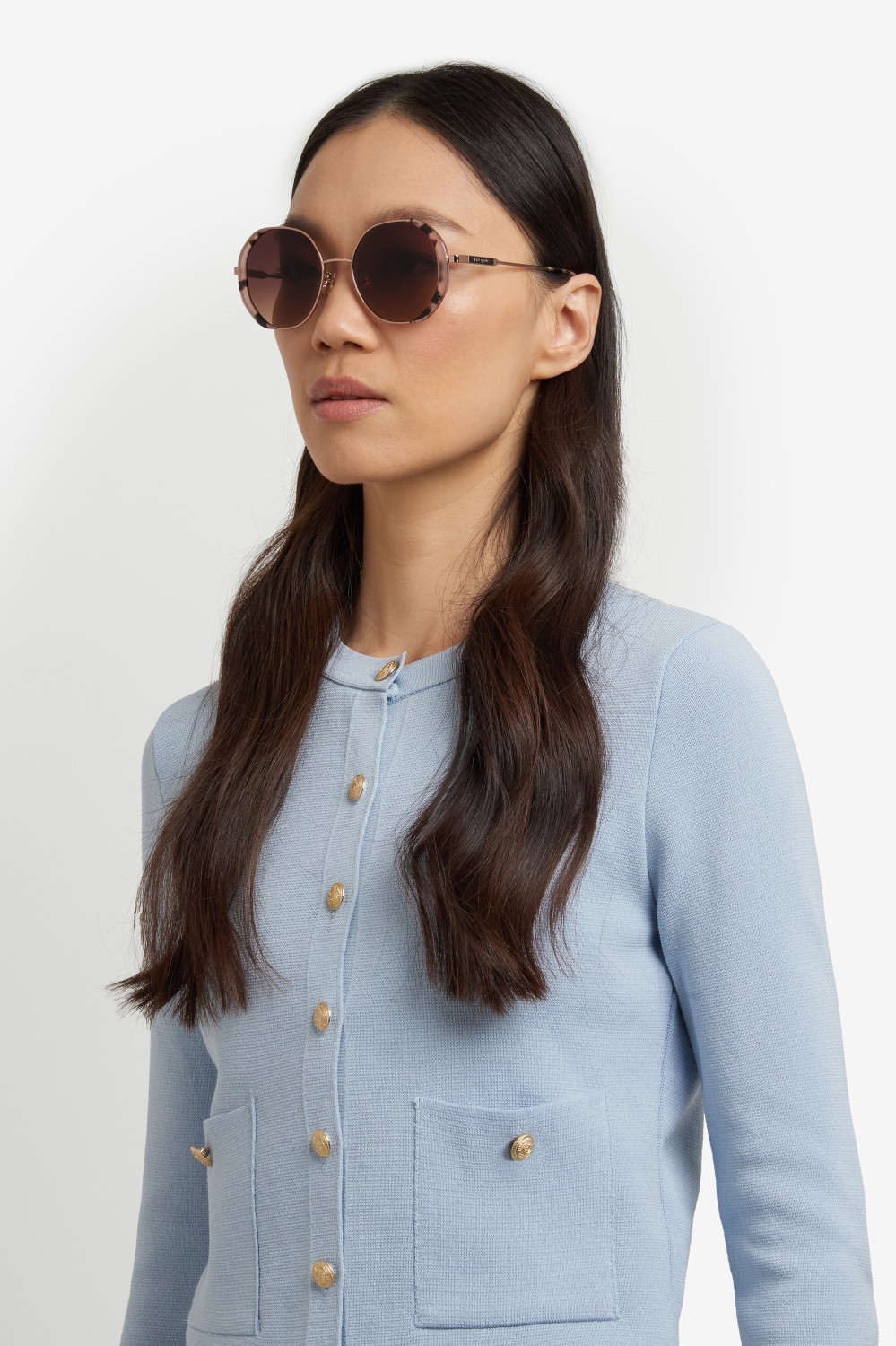 Sunglasses Kate Spade Ks Aeris/F 207630 000 HA color rose gold shape rectangle lenses brown shaded
