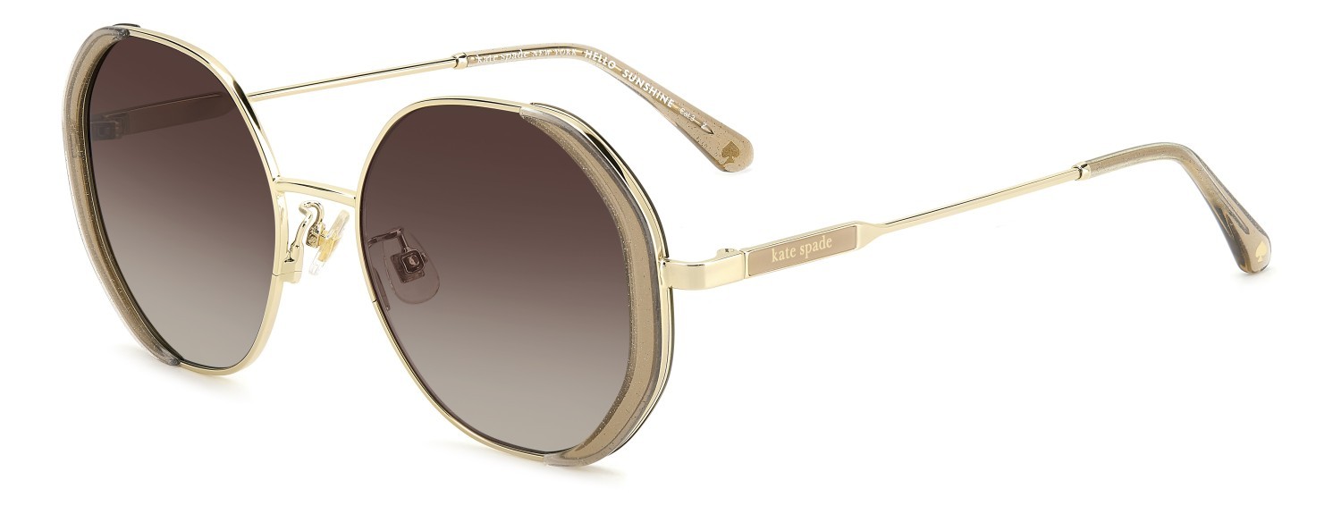 Sunglasses Kate Spade Ks Aeris/F 207630 4S4 LA color crystal gold glitter shape rectangle lenses brown shaded polarized